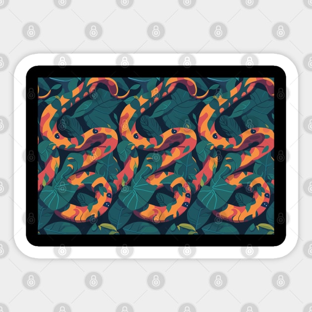 Cool Colorful Jungle Snakes Pattern Sticker by ZAZIZU